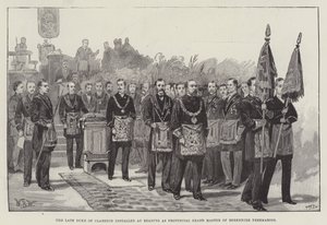 De overleden Hertog van Clarence geïnstalleerd in Reading als Provinciaal Grootmeester van de Vrijmetselaars van Berkshire
